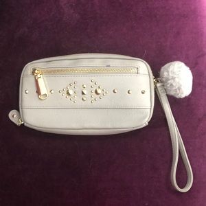 Steve Madden studded gray wristlet/wallet
